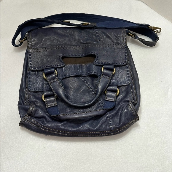 Lucky Brand Leather Abbey Road Crossbody Foldover Convertible Messenger Ink Blue - Picture 8 of 11